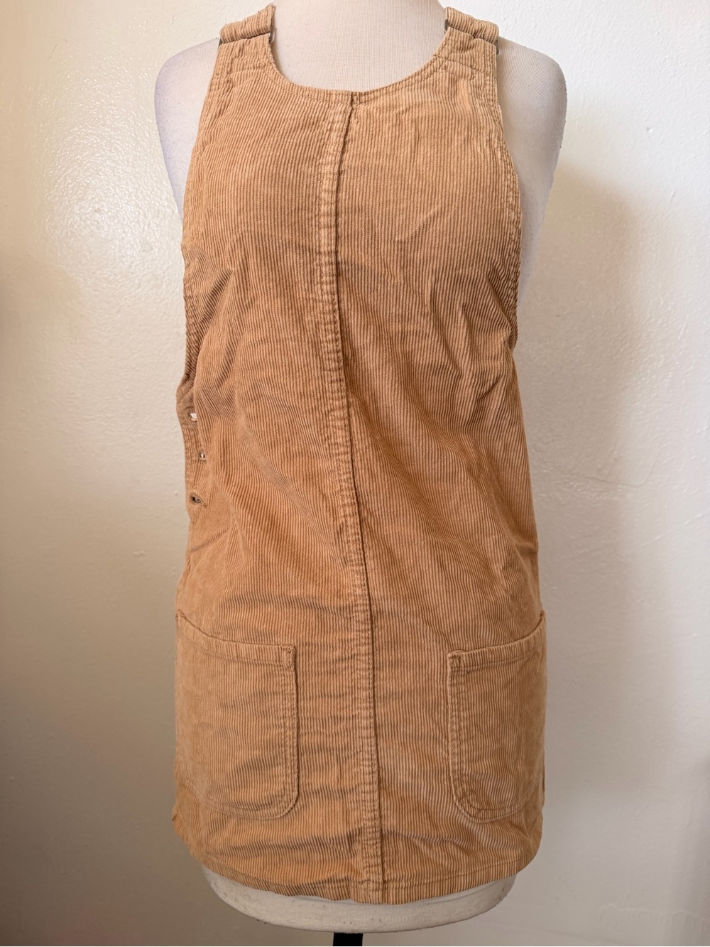 Denim&Co Corduroy Pinafore Dress in Tan